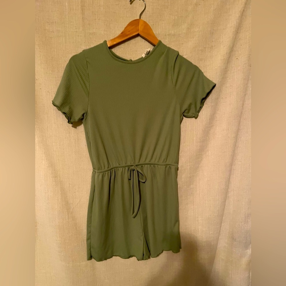 Casual Olive Green Short Sleeve Romper